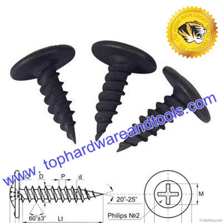 black phosphated modified truss/wafer head self-tapping screw