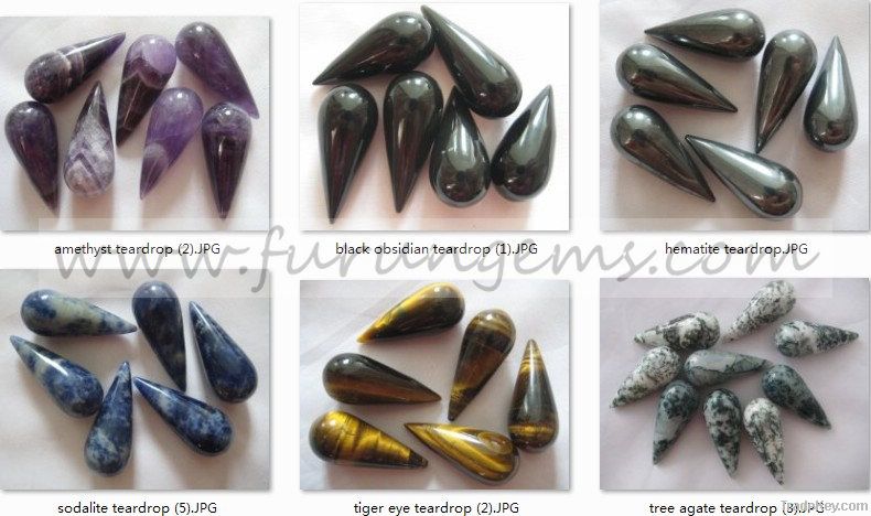 various natural semiprecious stones teardrop shape 35mm