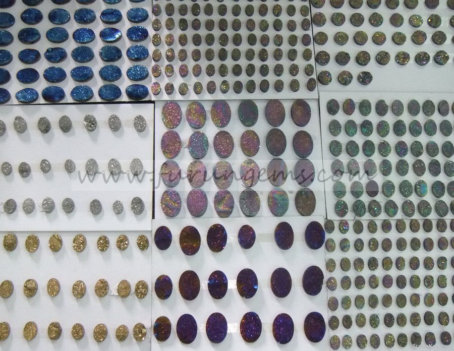 natural drusy pyrite plating colour cabochons