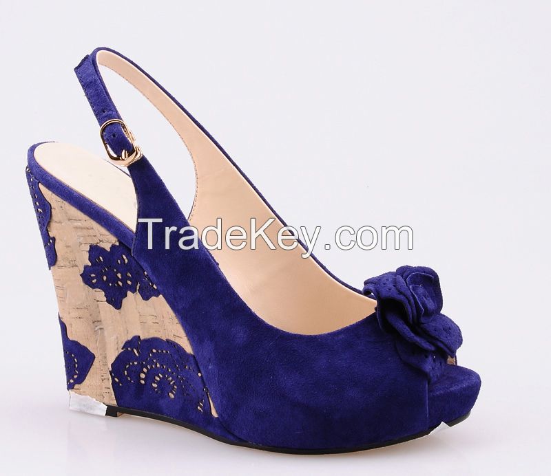 Lady Chic wedge sandals with flower decoreation leather materials 