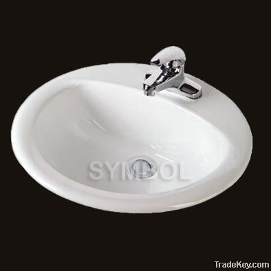 Ceramic self-rimming sinks