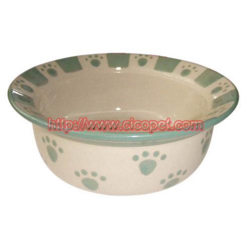 Light green ceramic pet bowl