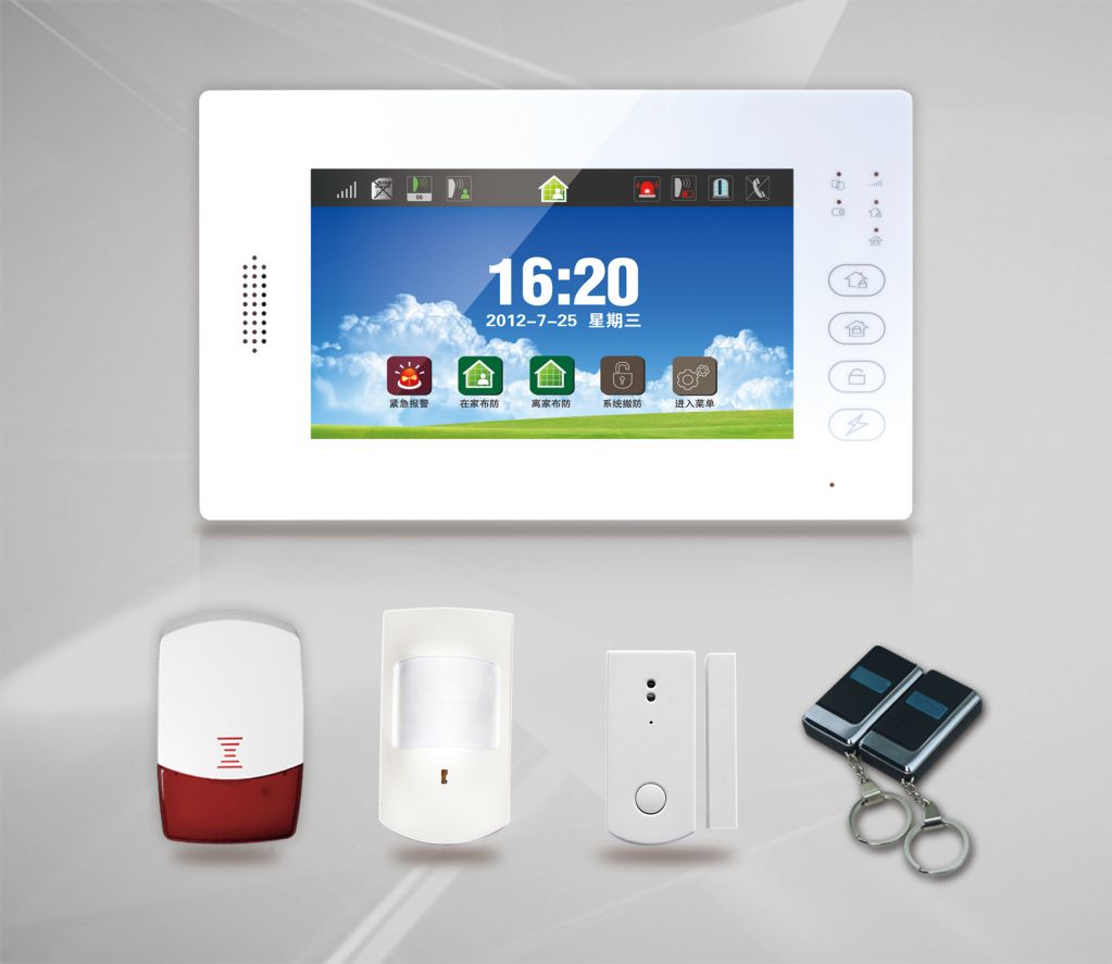 7" Smart Touch Screen gsm wireless home alarm system