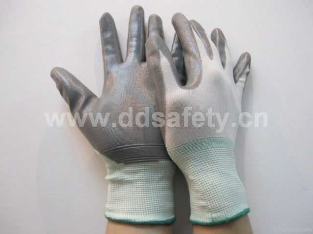 White nylon with grey nitrile glove-DNN328