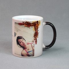 11oz color sublimation mug with black patch mug