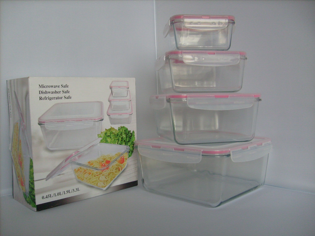 Rectangle high borosilicate glass food container