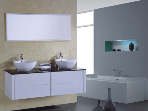 PVC bathroom vanity 6169 with double basin