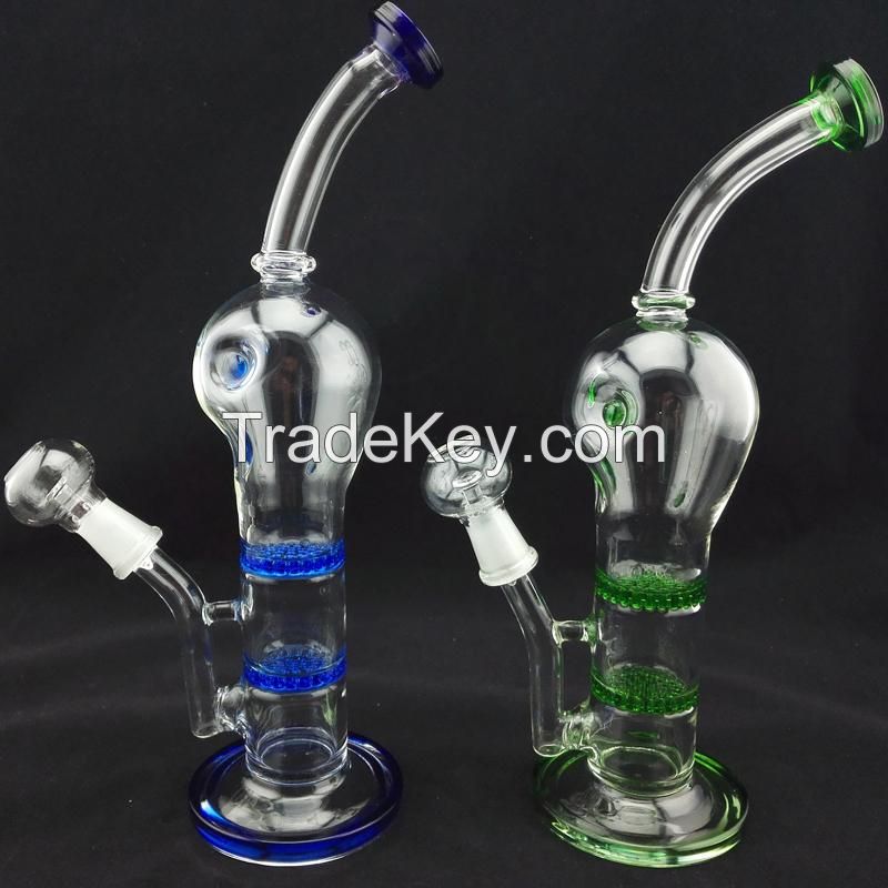 glass bong, recycler smoking pipe with bowl