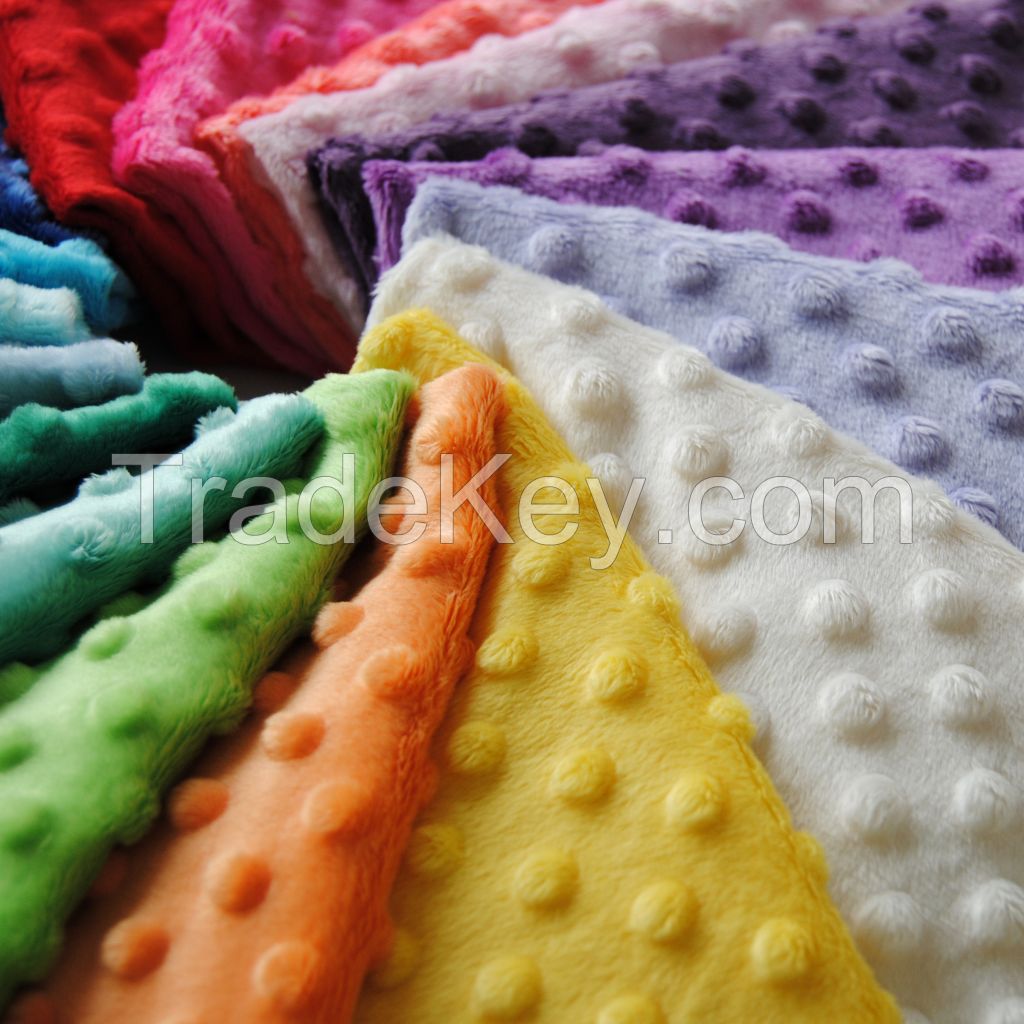 100% Polyester 26 Colors Dimple Design Minky Dot Fabric for Baby