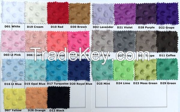 100% Polyester 26 Colors Dimple Design Minky Dot Fabric for Baby