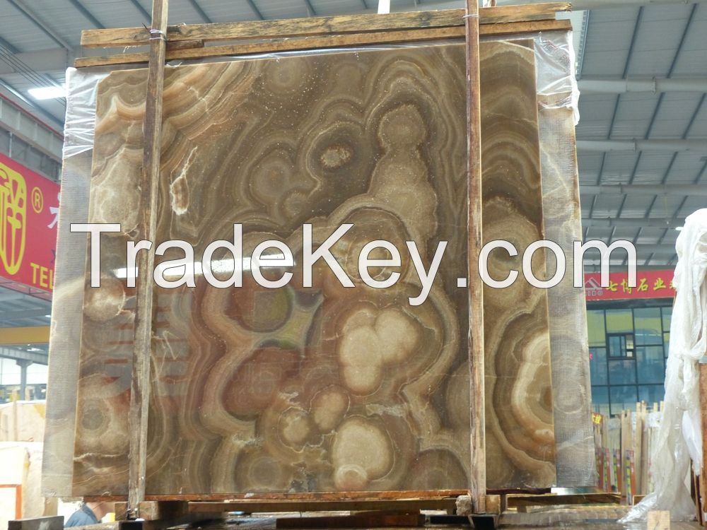 China polished brown marble classical onyx slab