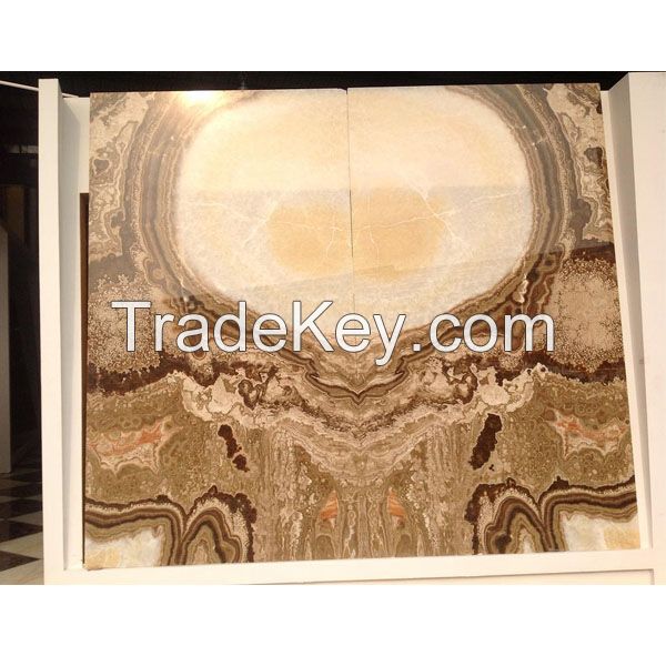 China polished brown marble classical onyx slab