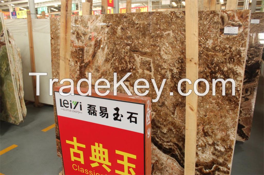 China polished brown marble classical onyx slab