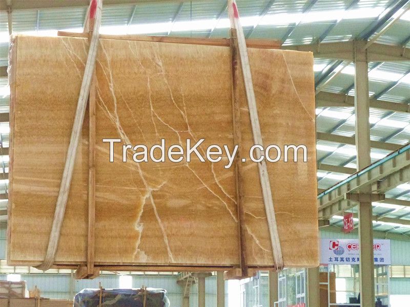 China natural yellow honey onyx marble slab