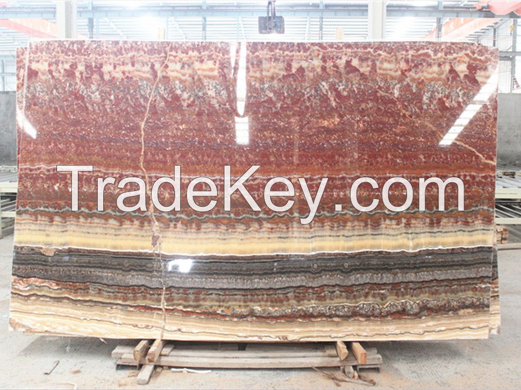 Polished red ruby onyx