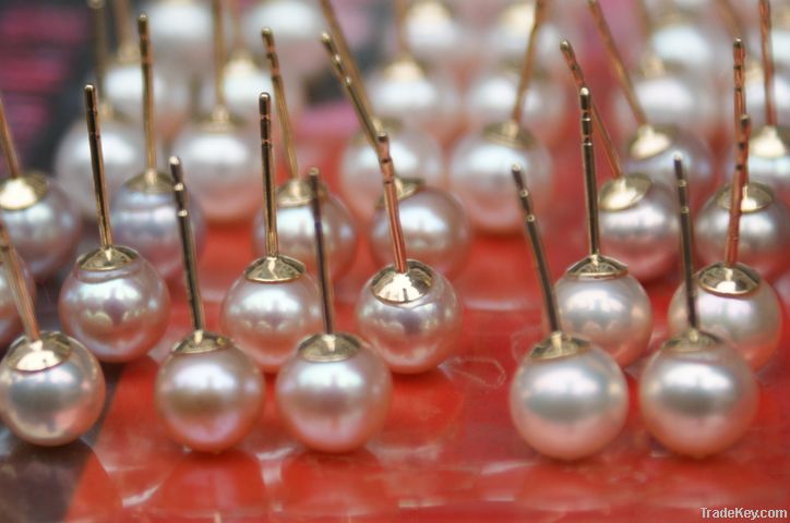 14K gold pearl earring stud