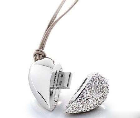 OEM wholesale 100% jewelry heart with leather necklace USB flash drive