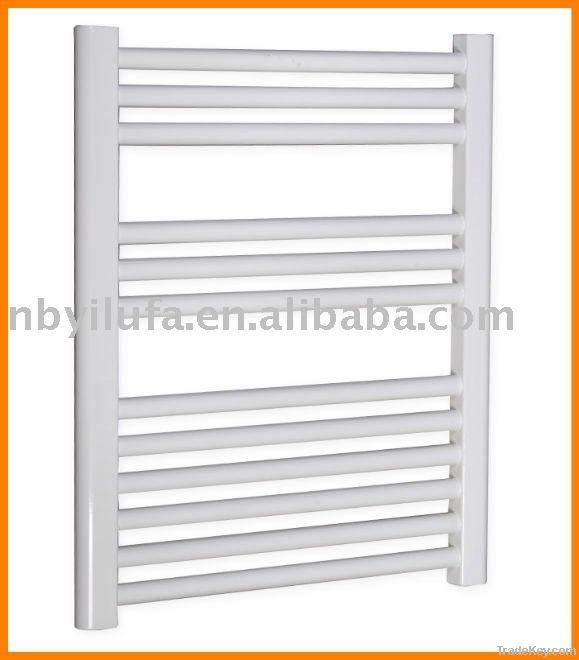 white curved towel warmer bathroom