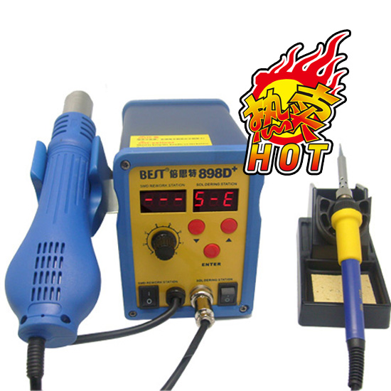 Double LED display 2 in 1 lead-free heat gun and solder iron