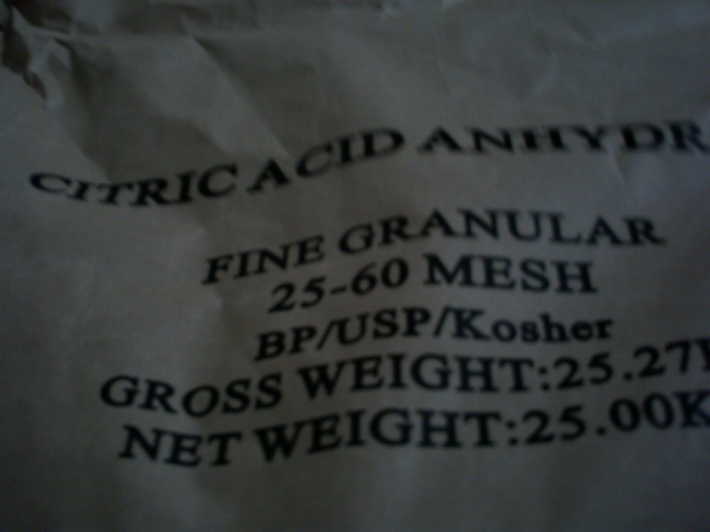 CITRIC ACID FINE GRANULAR 20-60MESH BP/USP/KOSHER/25KG  (INDONESIA)