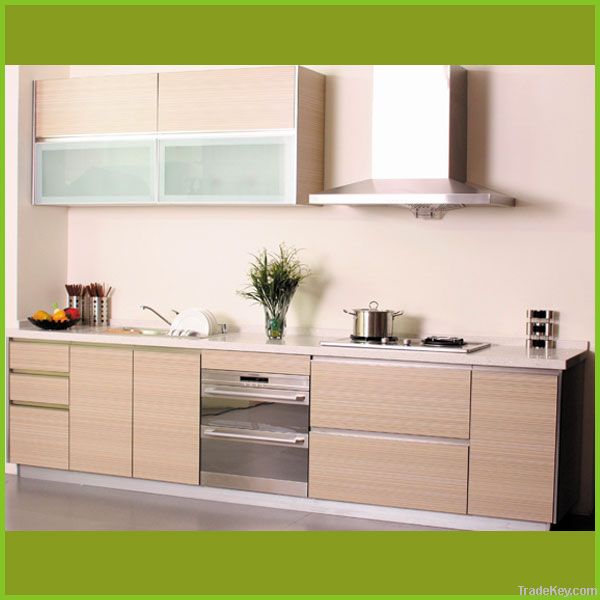 Melamine board kitchen cabinet with glass door