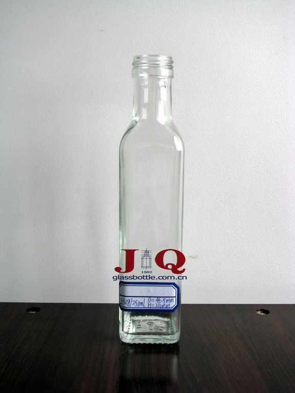 Glass olive oil bottle