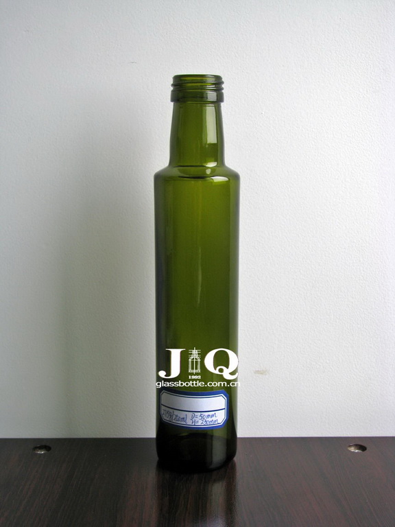 Glass round olive oil bottle