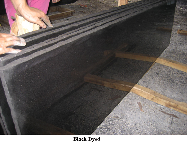 Dyed black granites slabs