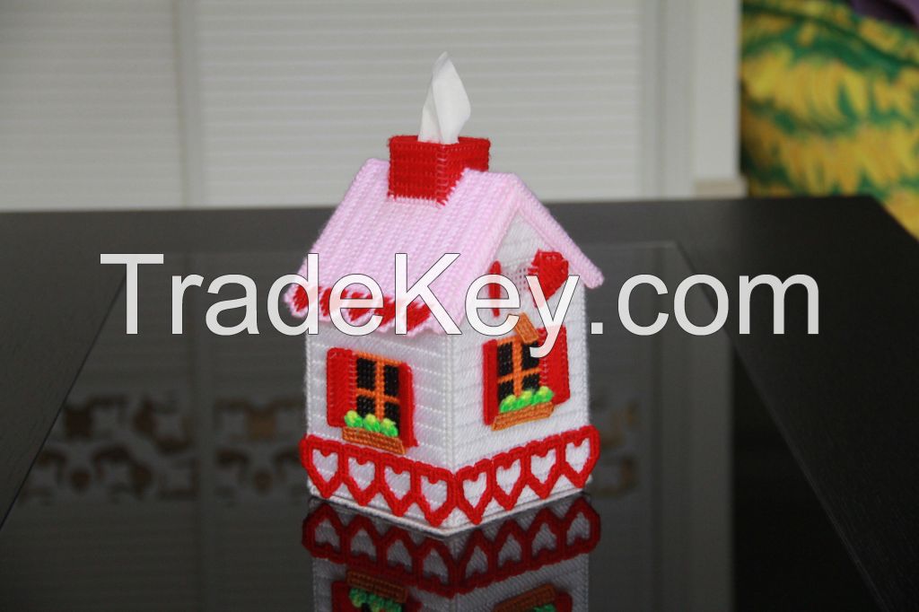 new arrive fashion handwork cross-stitch Sweet hut Paper towel box embroidery