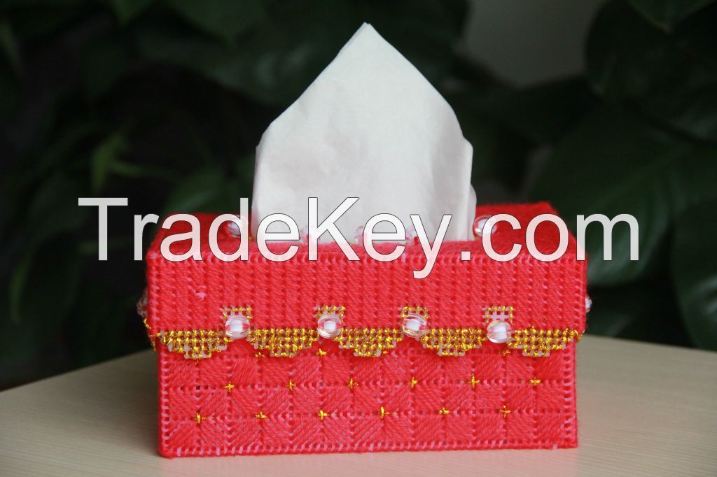 new arrive fashion handwork cross-stitch cuboid Paper towel box embroidery