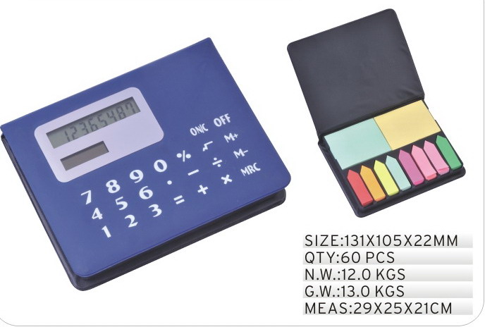 calculator with sticker notes