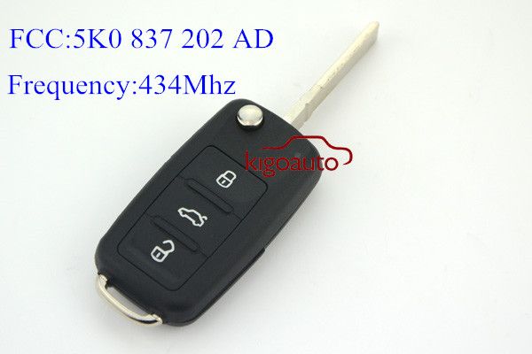 New Type Remote key 3 button HU66 434Mhz for VW Golf 5K0 837 202 AD