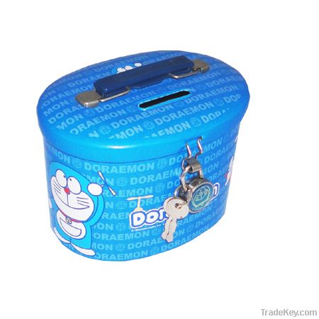 E107 Doraemon tin coin bank