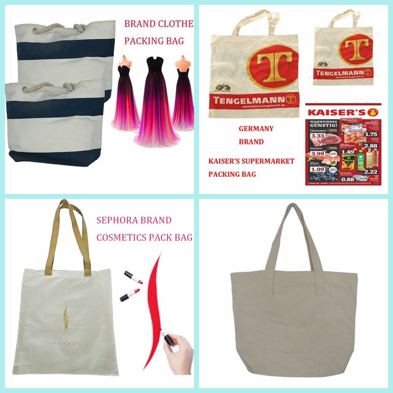 Hot selling double side silking printed Germany supermarket tote cotton bag 