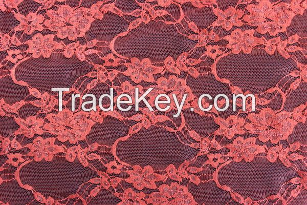polyester spandex elastic lace fabric for lady dress