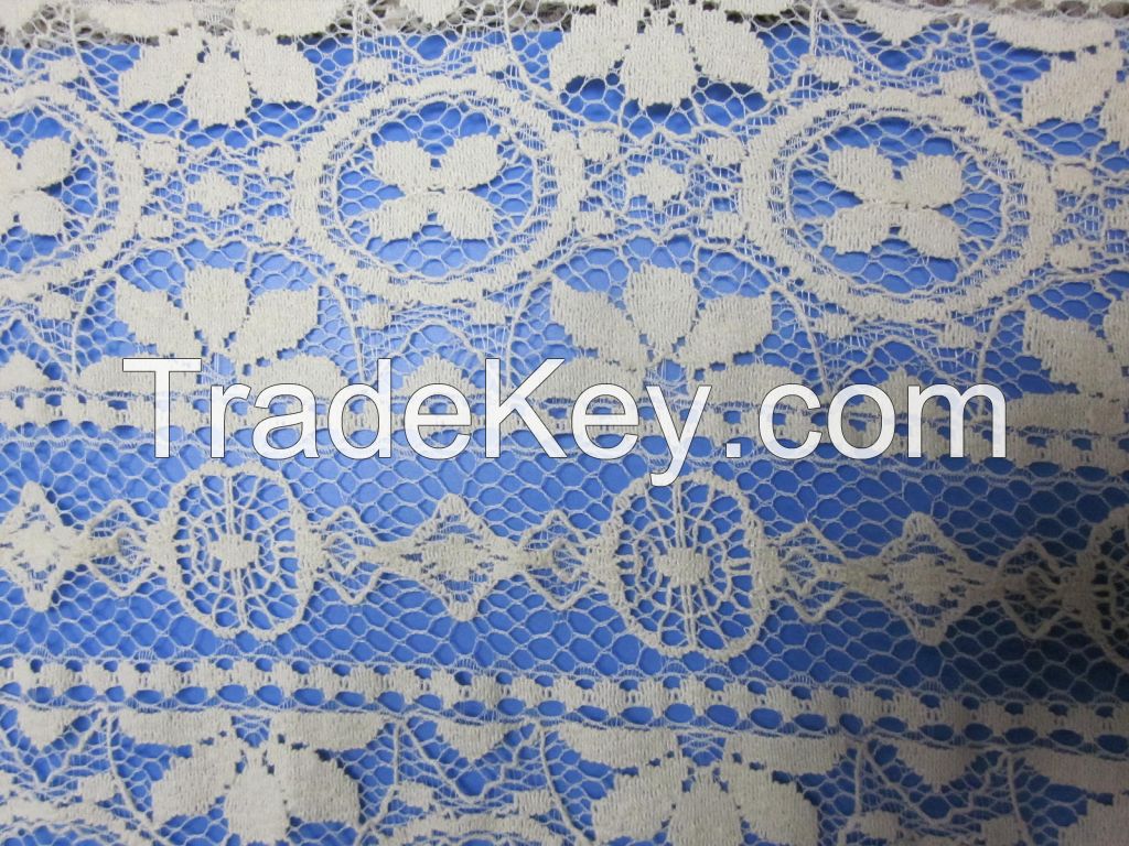 Solid River Cotton Lace Fabric by the Yard Table Runner, Curtain, Pillow, Wedding Lace Fabrics