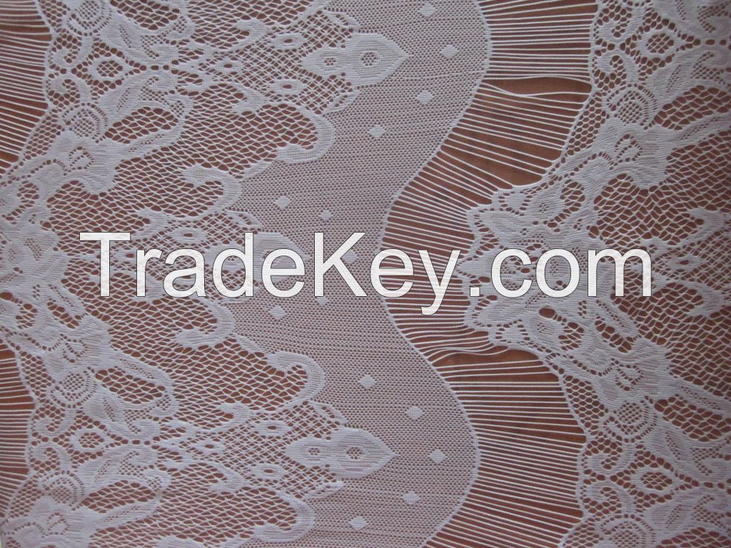 nylon raschel tulle knitted lace fabric for wedding dress