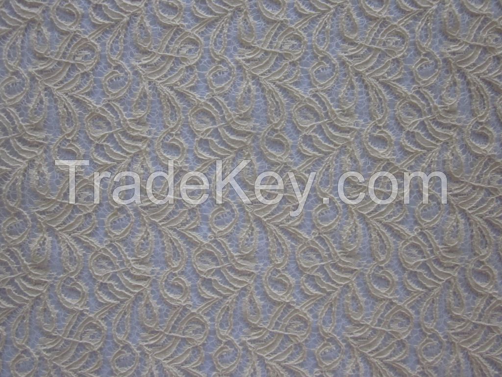 Cord Lace Cotton Nylon Lace Fabric for Garment