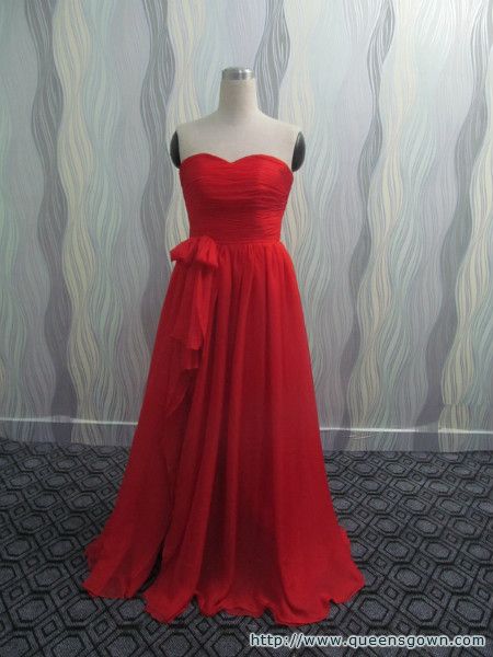 2015 New Arrival Elegant Red Sweetheart Floor Length A-line Chiffon Formal  Evening dress