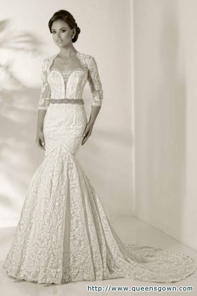 2015 New Design Vestige White /ivory lace Wedding dress High Quality custom Mermaid Bridal Wedding dress