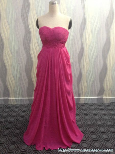 2014 Real Sample Elegant Pink Lace Embroidered Sleeveless Floor Length A-line Chiffon Evening dress