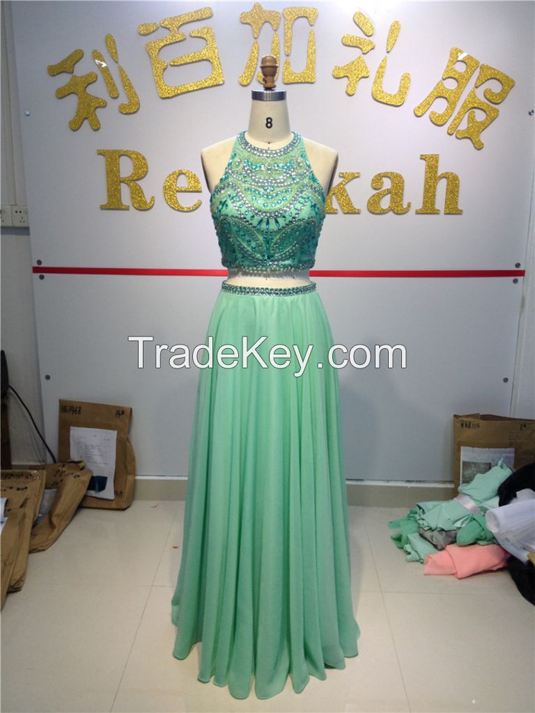 high quality crystal beaded evening gown 