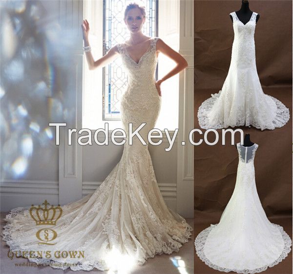 Handmade lace bride wedding dress High Quality Cheap Price wedding dresses Sister Dress