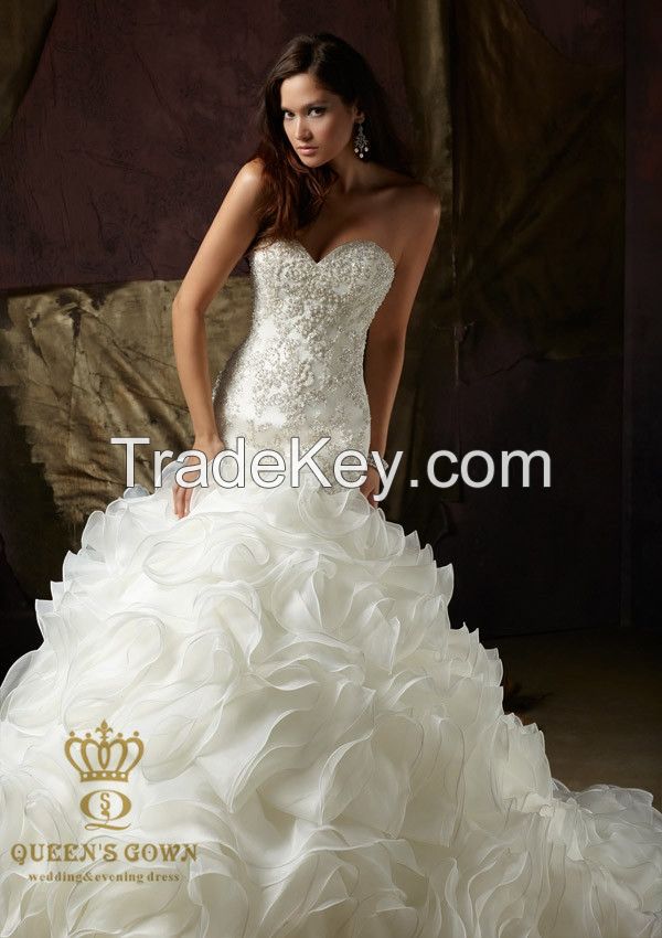 Bra Lace and  organza bridal wedding dress, tailored factory outlets