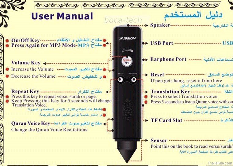 Digital Holy Quran Reading Pen, Digital Pen Reader - F002