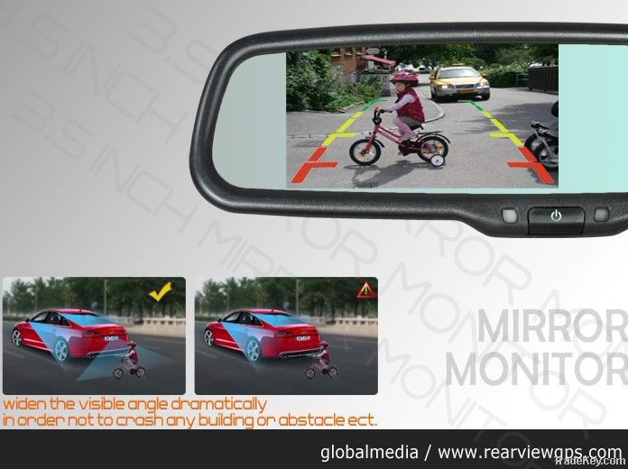 car 3.5inch rearview mirror monitor with auto dimming with car camera