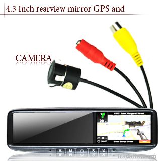 4.3inch car rearview mirror gps with car camera