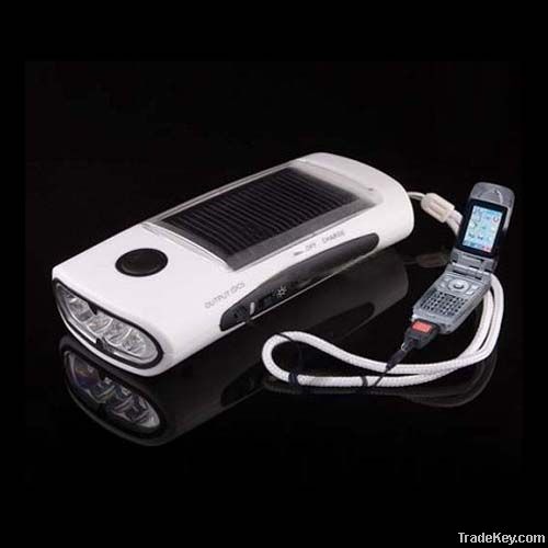 Solar LED Torch Flashlight with FM Radio and Phone Charger