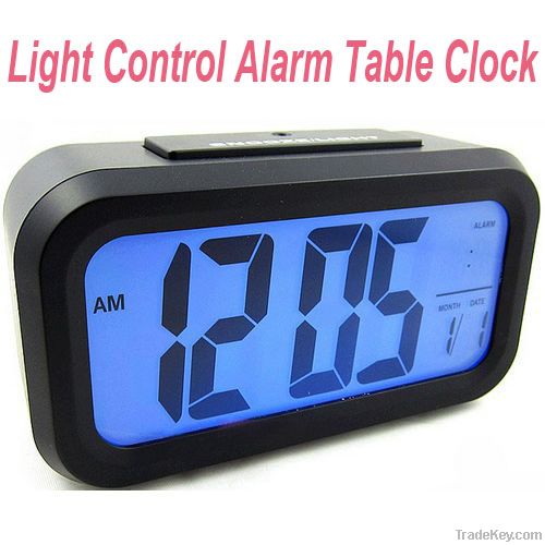 LED Digital Alarm Table Clock with Large LCD Display and Light Control