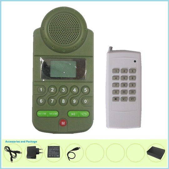 Bird caller with encrypted remote receiver
